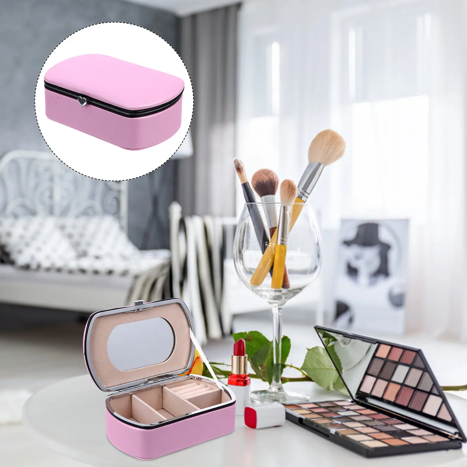 1Pcs Compact Jewelry Organizer Case Lightweight Smooth Design Convenient Classified Storage Box for Cosmetics Travel