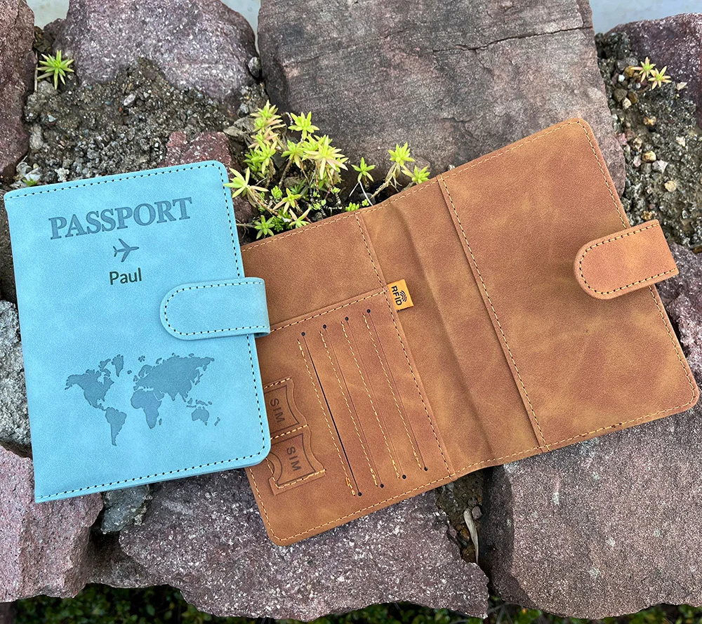 Customized Monogrammed Passport Cover with Name RFID PU Leather Passport Case Travel Accessories