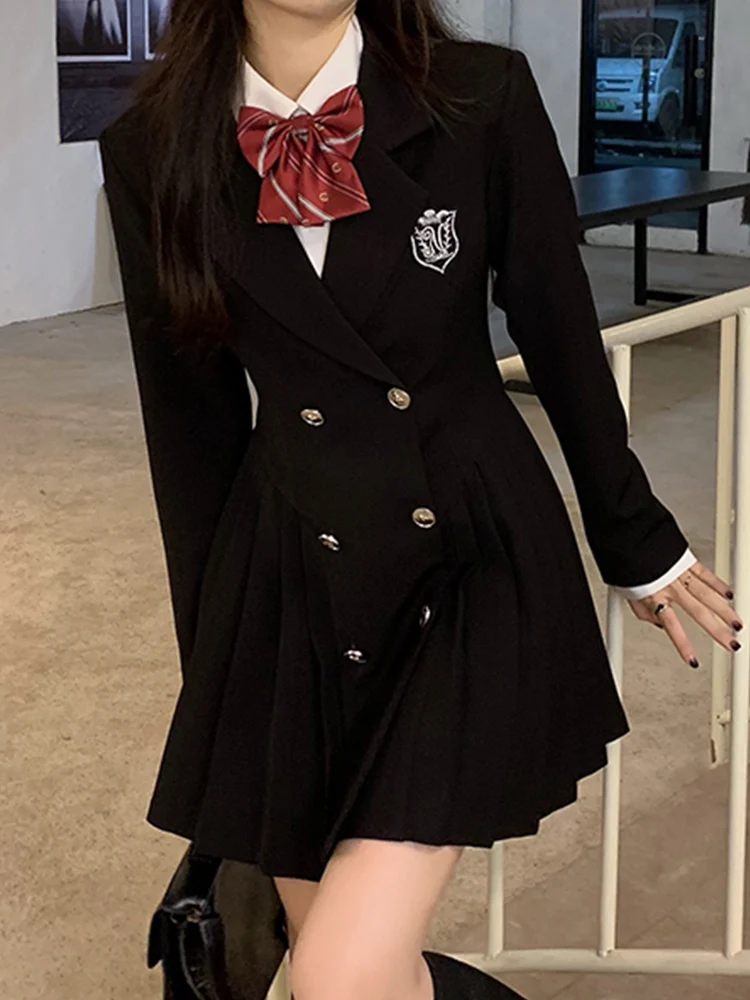 Sweet Sle Suit Dr Korean Drama Main Character Waist Cinched Beautiful  Skirt College Sle High Waist Double Breaste...
