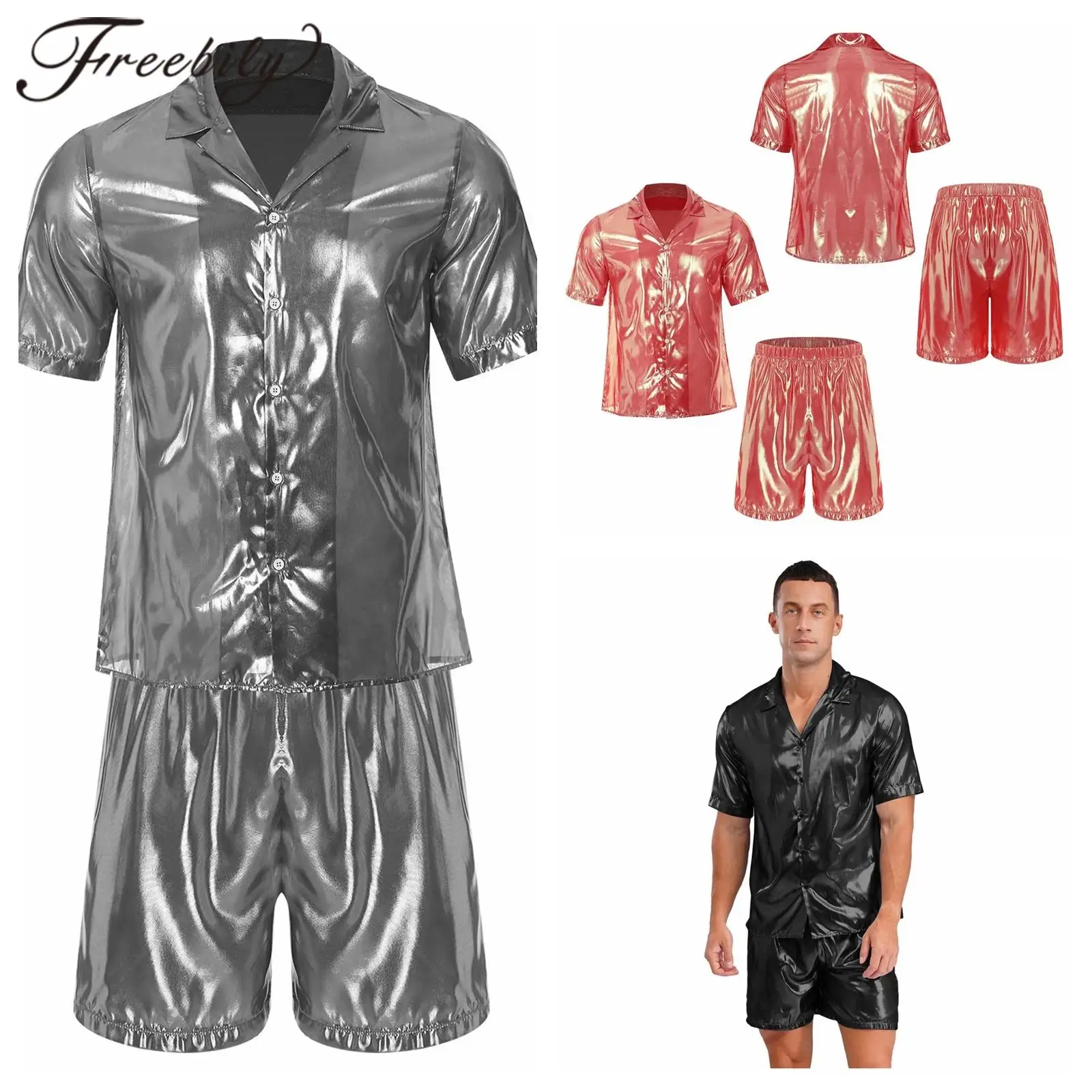 

Men's Water-ripple Disco Rave Costumes Outfits Clubwear Performance Costume Show Nightclub Music Festival Shiny Beachwear Suit
