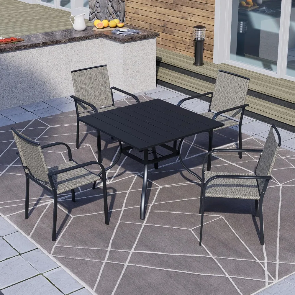 

Patio Dining Chairs Set of 4, Outdoor Stackable Dining Furniture Set, All Weather Dining Set for Lawn, Garden, Backyard,Poolside