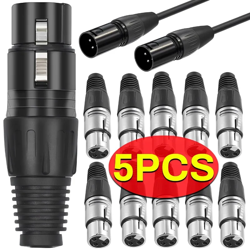 Convertisseur XLR mâle/femelle 3 broches, câble audio pour microphone XLR, connecteur de prise canon en métal, accessoires d'amplificateur, 1/2/3/4/5 pièces
