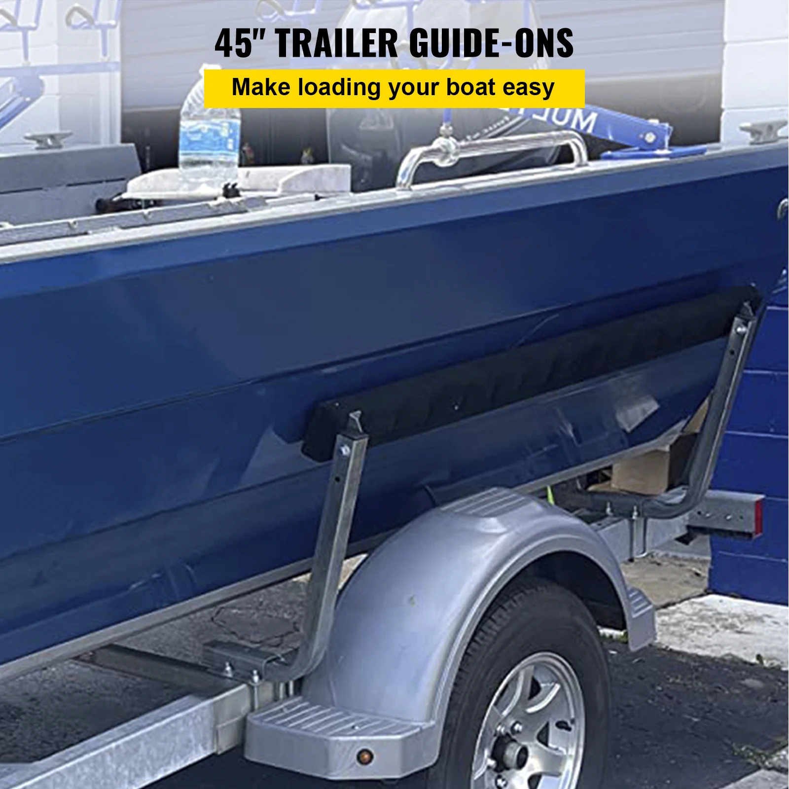 VEVOR 2PCS Rustproof Steel Trailer Guide ons with Carpet-Padded Boards for Ski Boat Fishing Boat or Sailboat Trailer