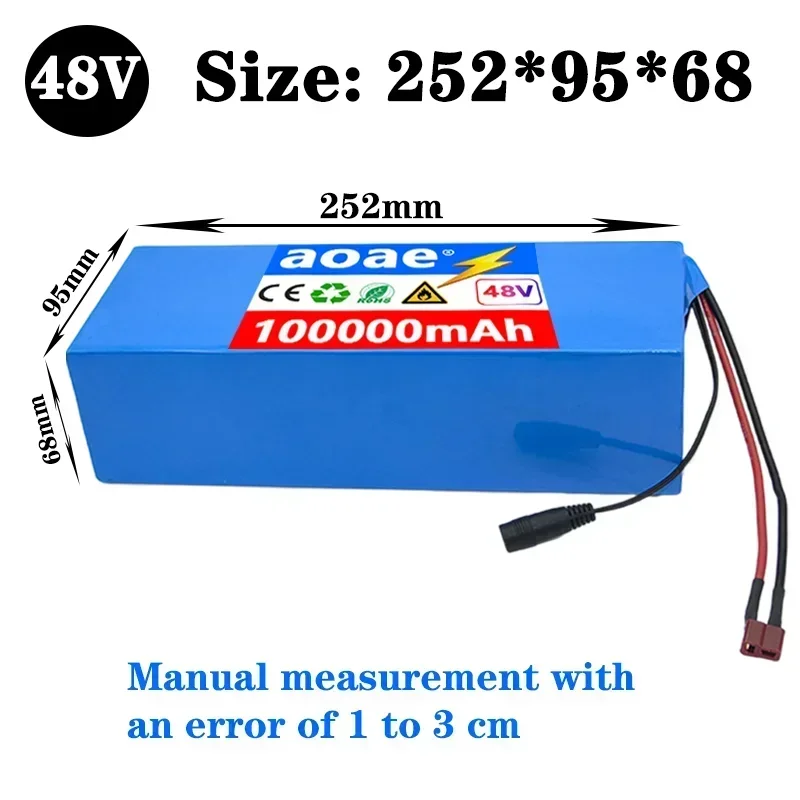 48V 13S5P 18650 Lithium Battery Pack 100Ah Suitable for electric scooters, mountain bikes 250-1000W+charger