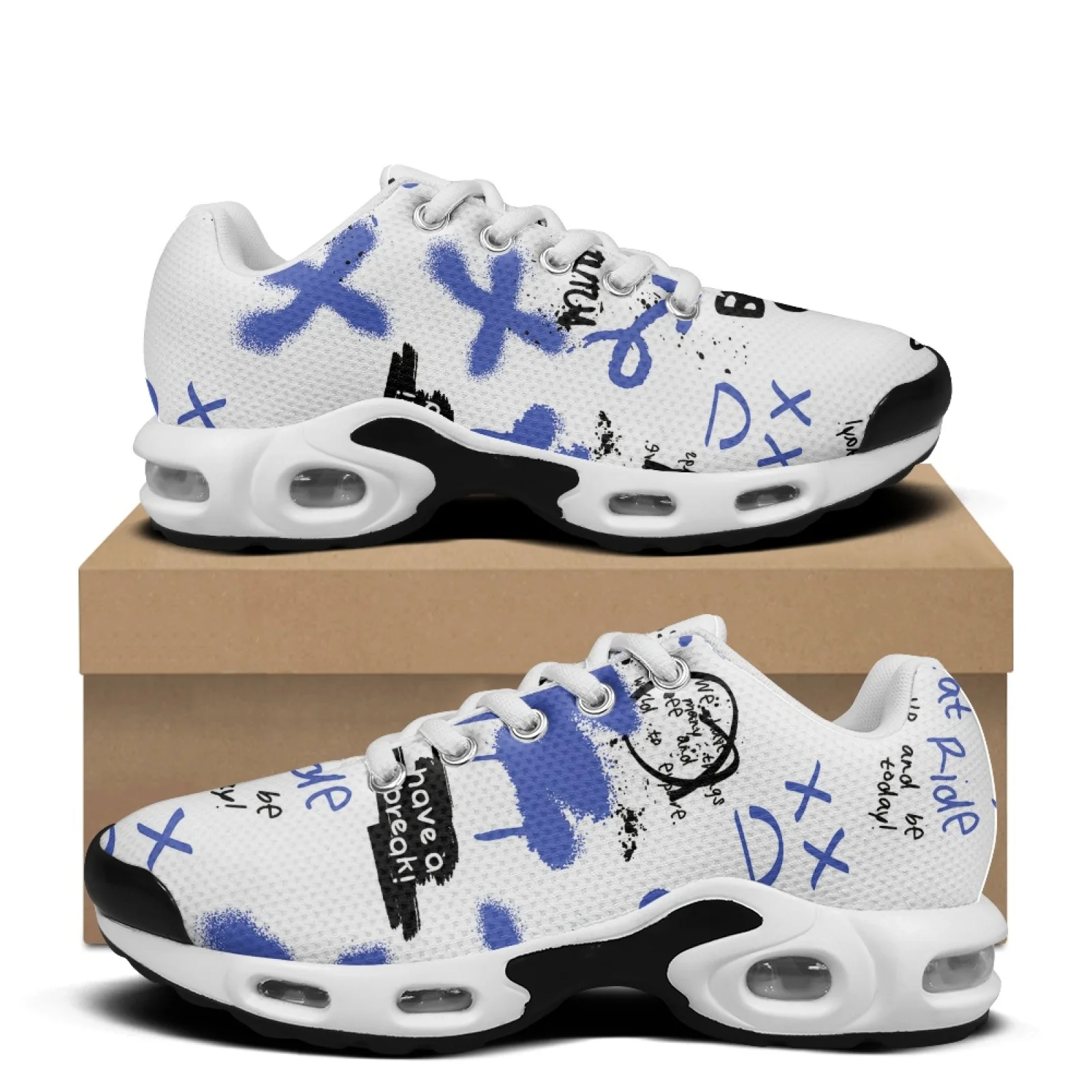 

XIXIRIMIDO Graffiti Air-Cushioned Sneakers Women's Running Shoes Men's Commuter Shoes Lightweight Breathable Soft Comfort 36-48