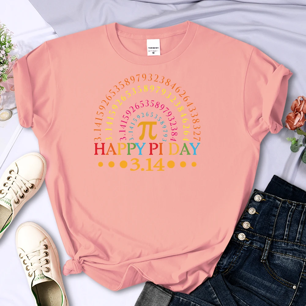 سعيد بي يوم 3.14 الرياضيات الرياضيات المعلم قوس قزح الطباعة امرأة تي شيرت مريح الإبداع بلايز عادية المرأة تي شيرت
