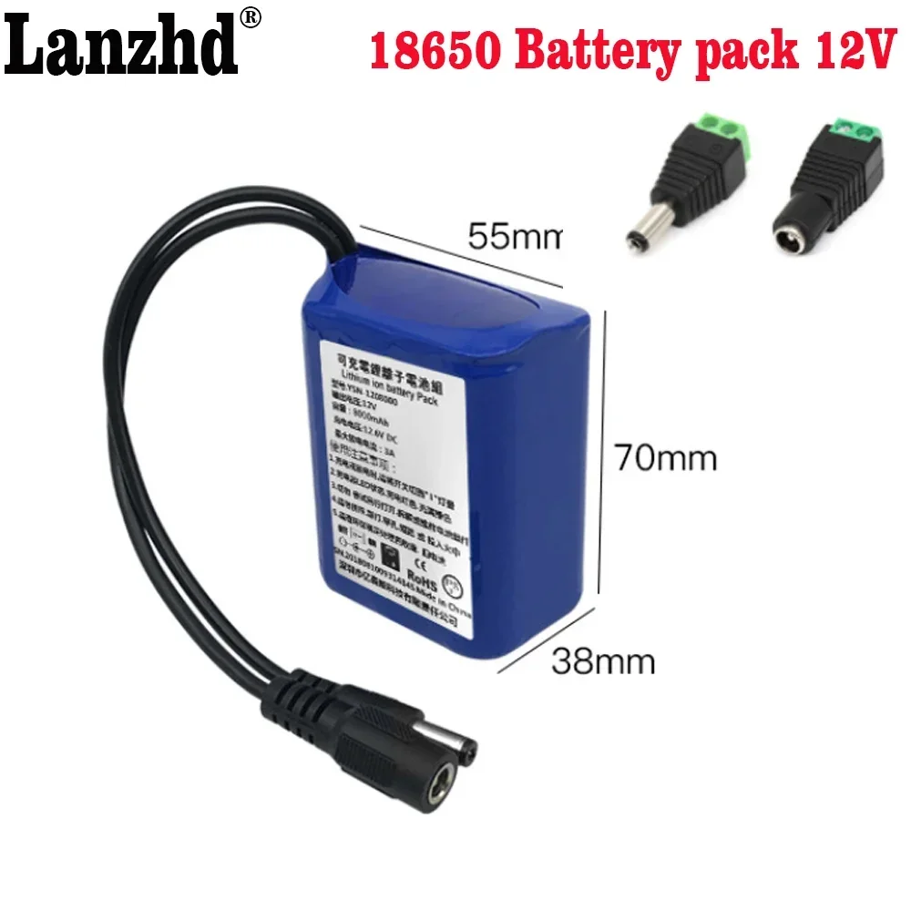 

battery pack 9V 12.6V 18650 Rechargeable battery 12V lithium battery for speakers Led light vacuum cleaner car wash machine