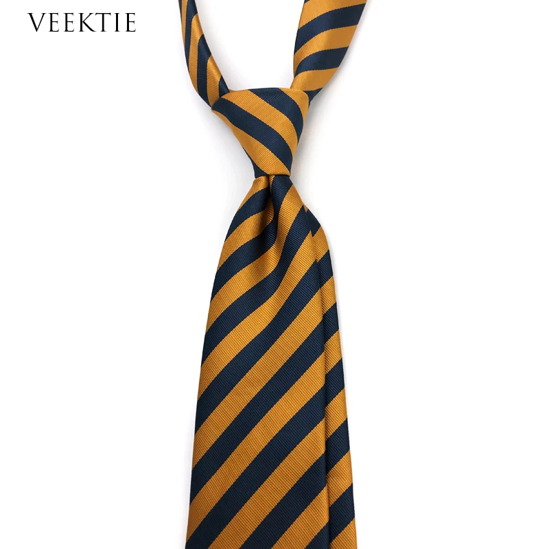 VEEKTIE Brand Neckties For Men Classic Striped Formal Yellow Blue Grey Graphic Grids Wedding Business Hand Tie 8cm Suits Crvates