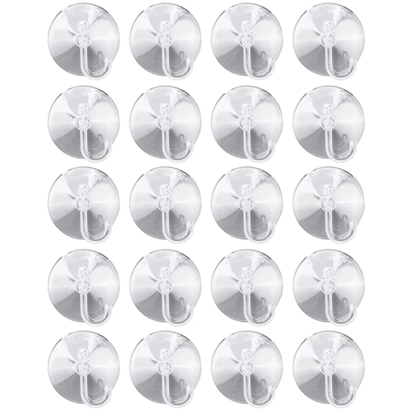 20 X Suction Cups Clear Plastic Cups With Metal Hooks Window Decoration Cabinet Sucker Perfect For Hanging Christmas Decorations