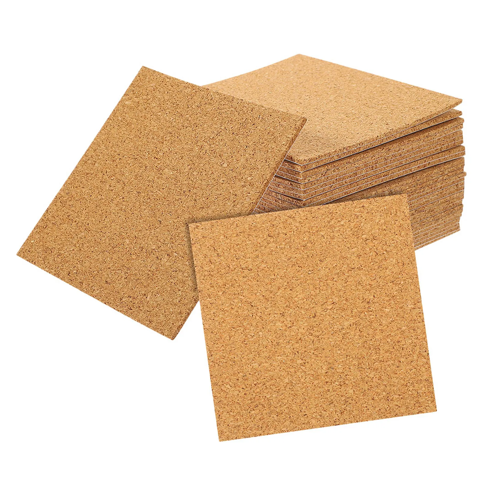 60Pcs Self Adhesive Cork Sheets Peel Stick Cork Backing Squares Cuttable DIY Coasters Wall Decor Crafts Corks Board