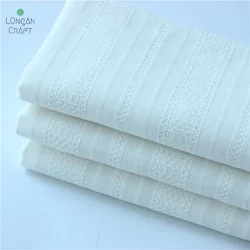 Longan Craft Supplies White Stripes Jacquard Cotton Fabric Dress Shirts Fabric 100% Cotton