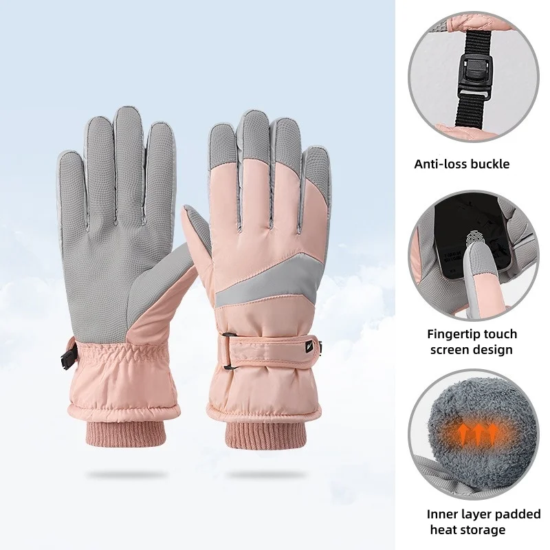 Outdoor sports ski gloves men's fall and winter riding padded and thickened cold and wind wear touch screen gloves female