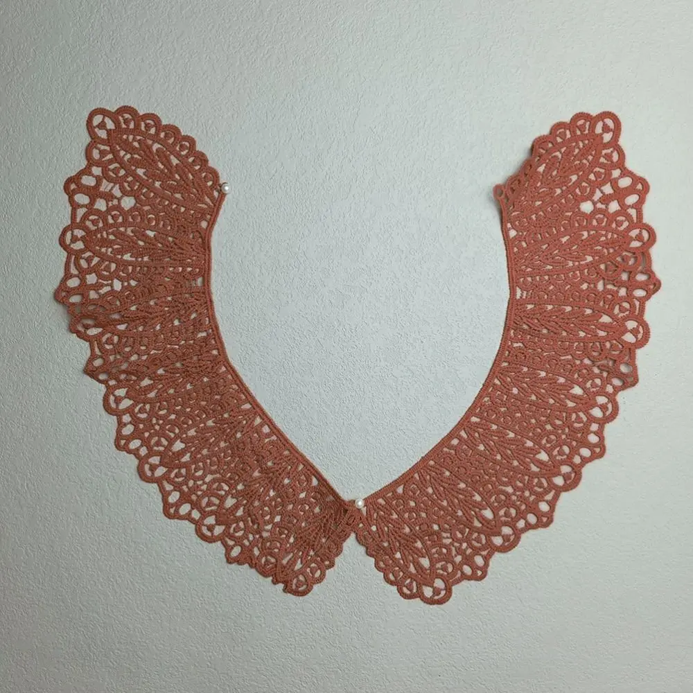 Mini Pearl Button Detachable Lace Collar Hollow Design Breathable Decorative Shawl Soft Material Lightweight Peter Pan Collar
