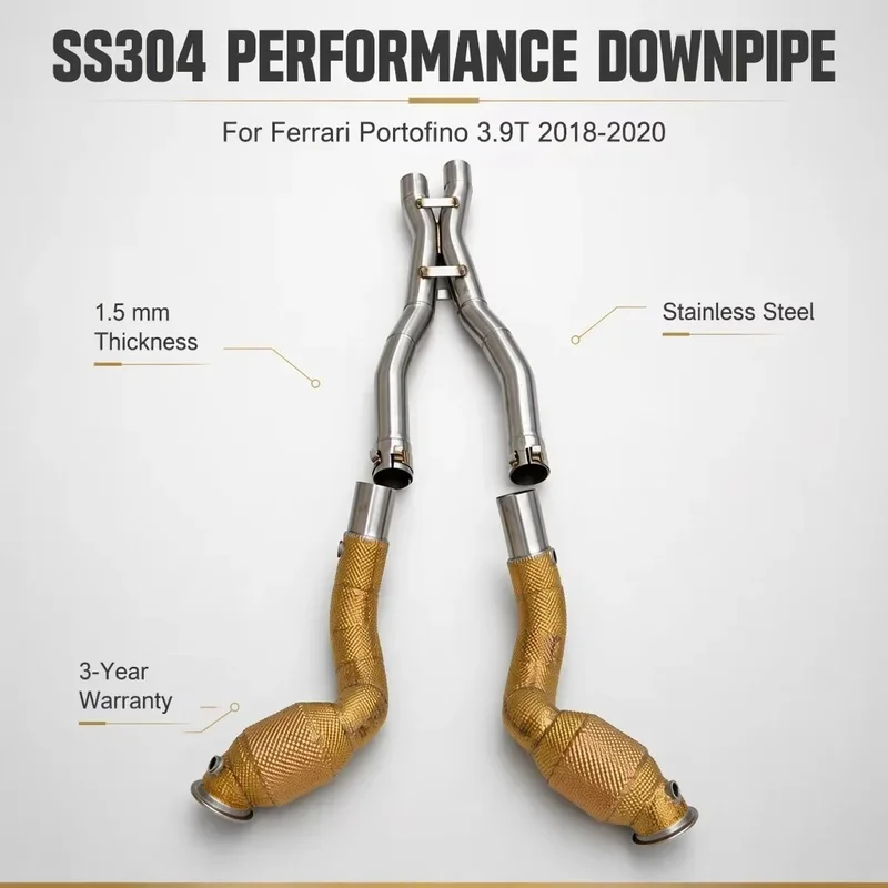 Perfectly Customized Performance Exhaust Downpipe Specifically Designed for Ferrari Portofino 3.9T 2018-2020