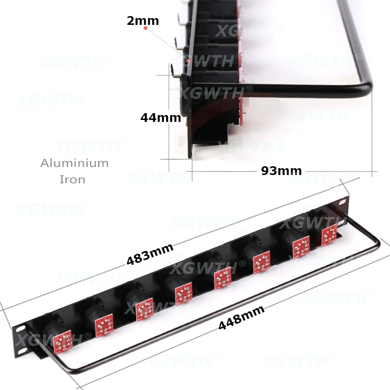 Rack Patch Panel 16 Way 3 Pole XLR Female Chassis Connnector 1U Flight Case Mount For Loudspeaker Audio Cable Multi-functional