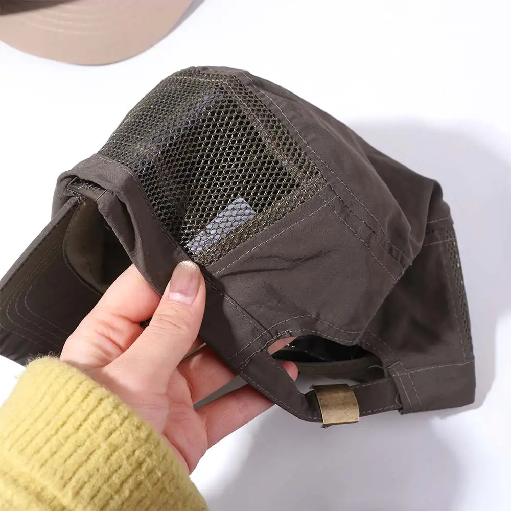 Casual Adjustable Flat Top Hat Quick Drying Solid Color Flat Peaked Cap Outdoor Hiking Men’s Sun Hat Male Female