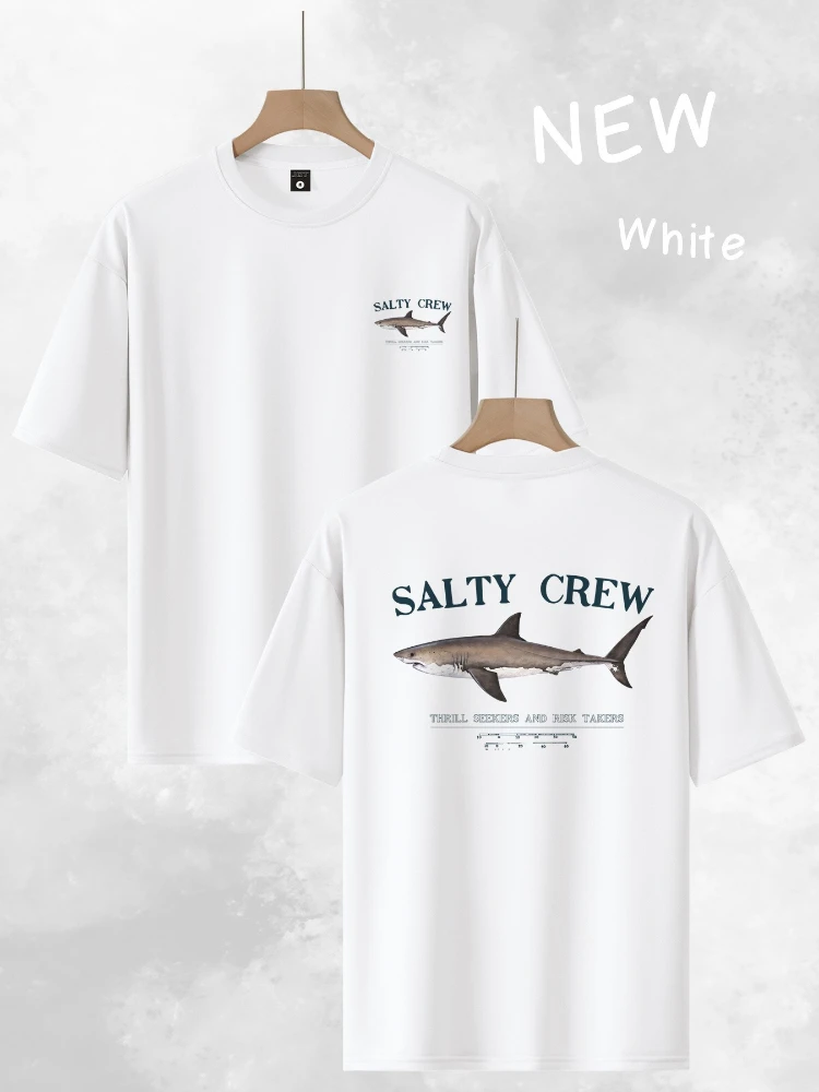 

Shark & Boatman Graphic design -100% cotton summer short sleeve O-neck casual printed men's T-shirt.
