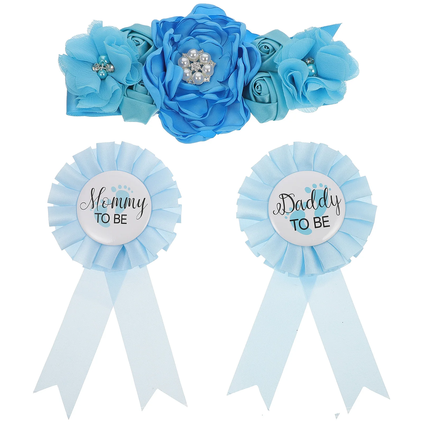 

Chiffon Maternity Sash Corsage Set Baby Shower Pregnancy Announcement Mommy Daddy Belt Photo Props Reusable Newborn