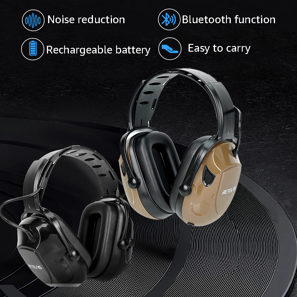 

Retevis EHN007 Noise Cancelling Earmuffs Bluetooth Wireless Headset USB Charging with Microphone Automatic Sound Pickup Earpiece