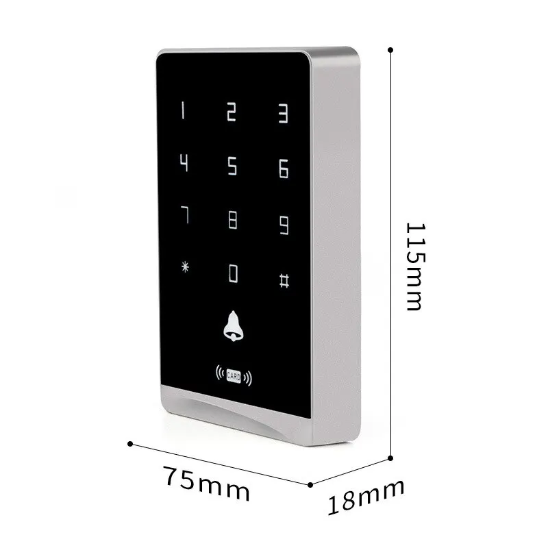 125K/Dual Frequency 125K+13.56Mhz IP67 Waterproof Access Control Keypad Outdoor RFID Access Controller Touch Door Opener System