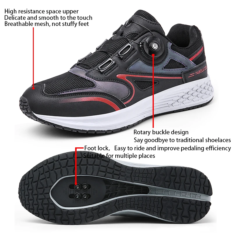 LiXingMing Cycling Shoes Mountain Men Black Flat Road Bike Racing Self-Locking Speed Bicycle Sneakers Cycling And Sport Footwear