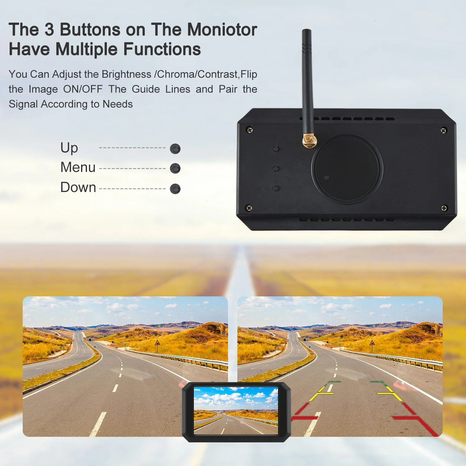 5inch HD Recreational Vehicle Wireless Rear View Mirror With Parking Camera Kit