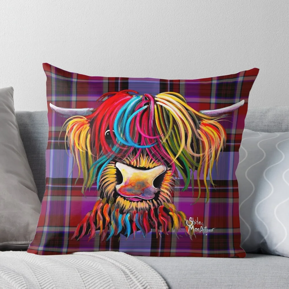 

SCoTTiSH HiGHLaND CoW ' TaRTaN NeLLY P ' by SHiRLeY MacARTHuR Throw Pillow Pillow Cover Pillowcases Bed Cushions