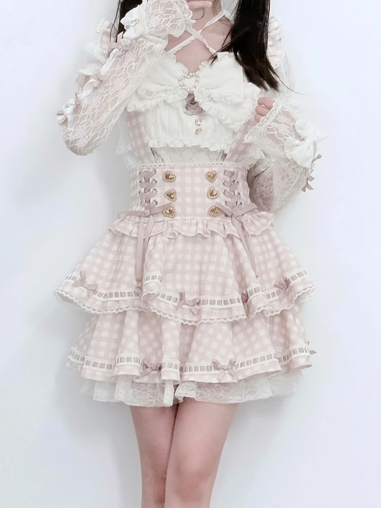 

Симпатичная милая клетчатая юбка, женская юбка с двойными пуговицами, контрастная юбка YD Baking Sle с высокой талией