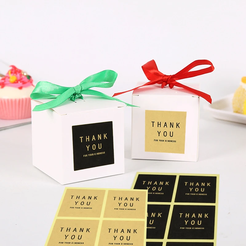 5 أوراق شكرًا لك ملصق ختم دائري كوكي الهدايا أكياس التعبئة والتغليف أكياس تغليف الكب كيك ملصق مائي لتزيين حفلات أعياد الميلاد والزفاف