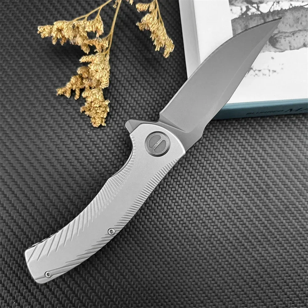 Hot Sale KS 3490 Folding Knife Gray PVD Blade Milled Stainless Steel Handle Outdoor Camping Tactical Knives Hunting Combat Tool