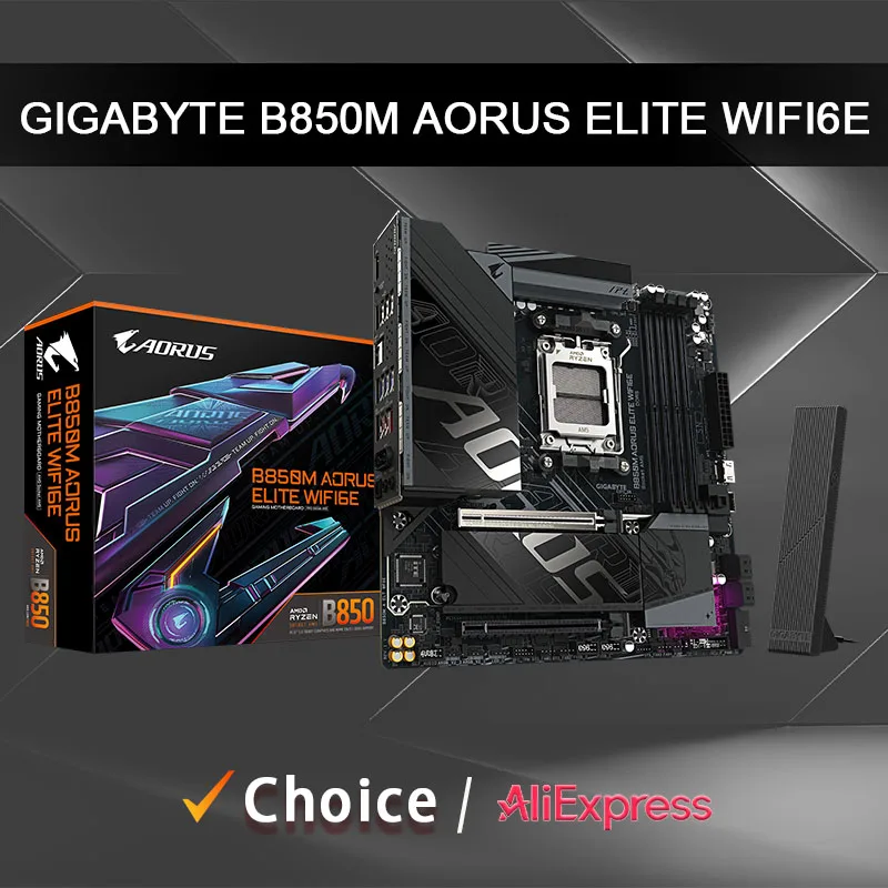 

GIGABYTE B850M AORUS ELITE WIFI6E New AMD B850 Micro ATX AMD Socket AM5 supports up to AMD Ryzen 9000 series Motherboard