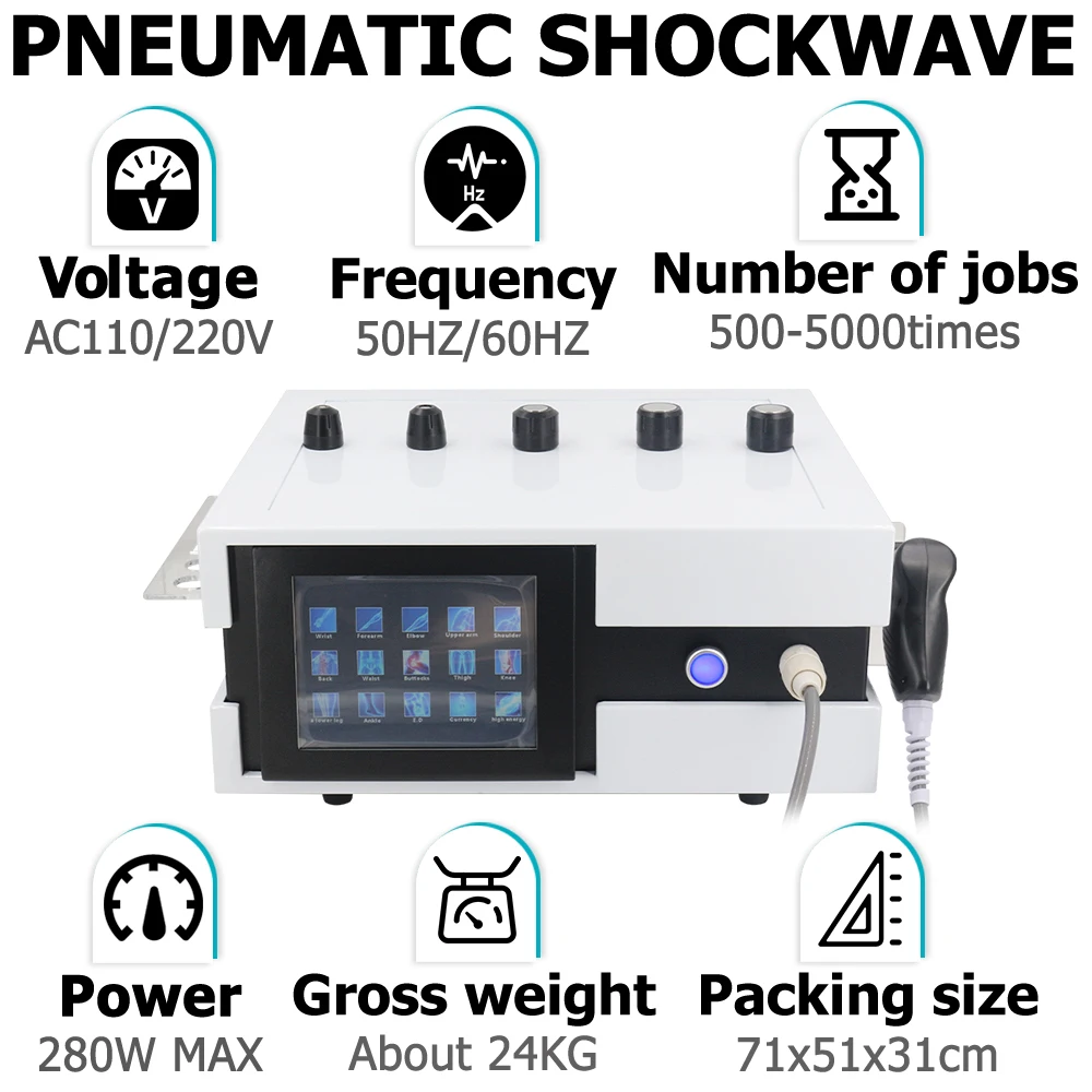 12Bar Pneumatic Shockwave Therapy Machine For ED Treatment Pain Relief New Professional Shock Wave Body Relaxation Massager 2024