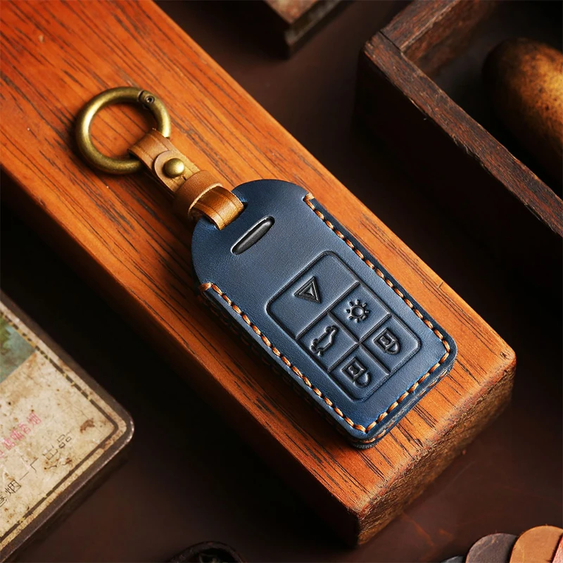 Leather Car Key Remote Cover Full Case For Volvo S60 S80 V60 XC60 XC70 S60L V40 XC90 Auto Keychain Protection shell bag