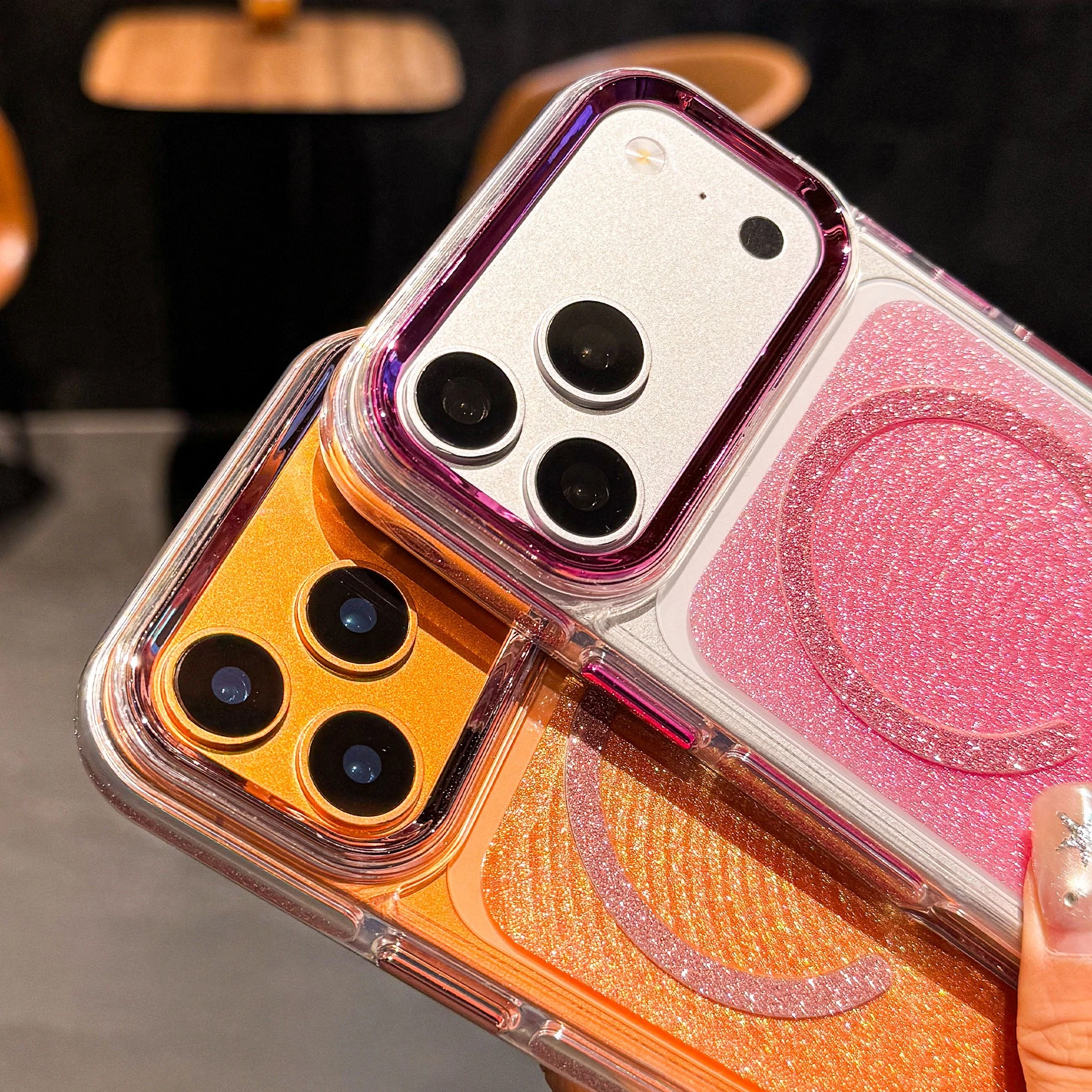 

Luxury Glitter Milky Way Magnetic Phone Case For iPhone 17 16 15 14 13 Pro Max For Magsafe Shockproof Transparent Bling Cover