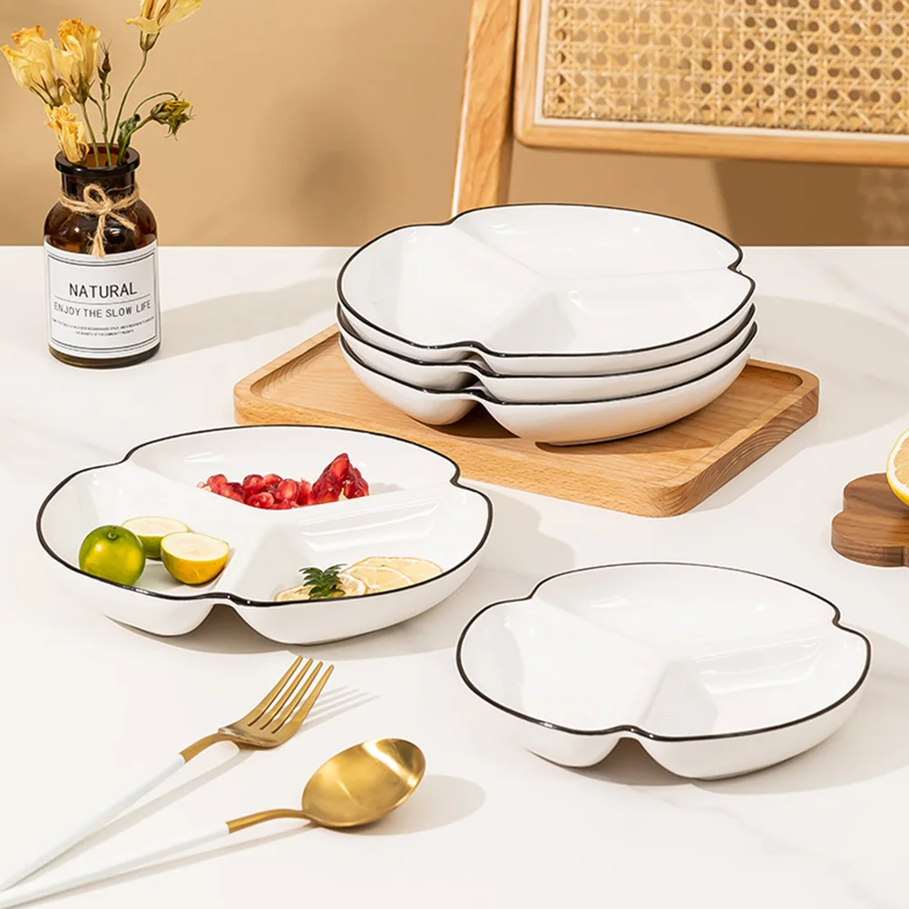 

Керамическая разделенная сервировочная тарелка с гладкой поверхностью, блюдо с отделением для закусок, контроль порций, посуда для кухни, вечеринки