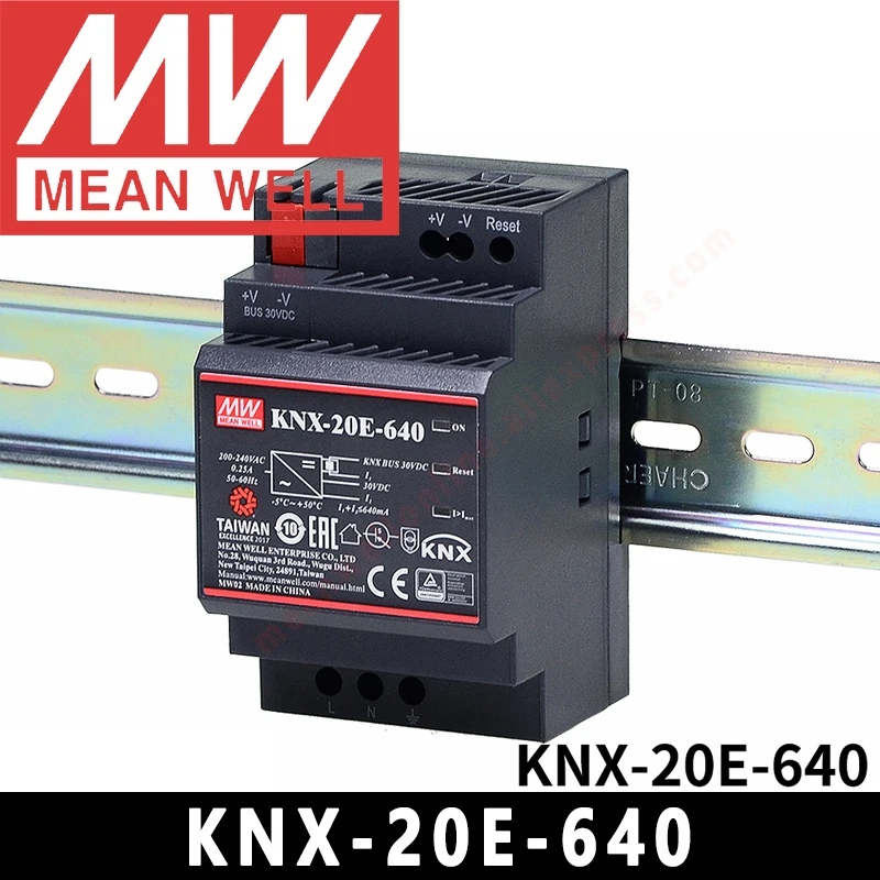 Mean Well KNX-20E-640 meanwell 640mA Zasilacz magistrali KNX na szynę Din Zasilacz EIB/KNX ze zintegrowanym dławikiem