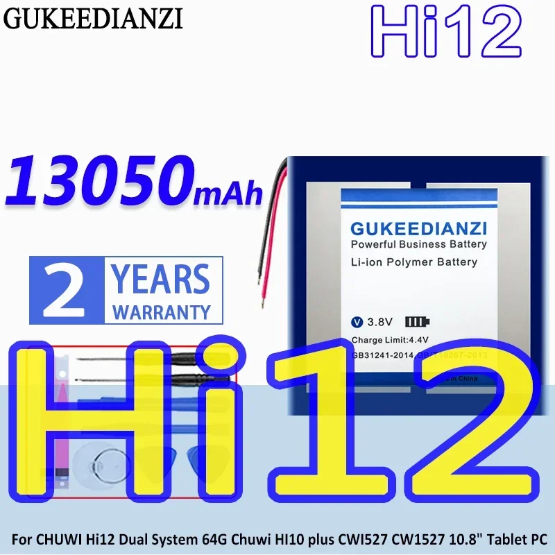 High Capacity GUKEEDIANZI Battery 13050mAh For CHUWI Hi12 Dual System 64G HI10 plus CW1527 10.8