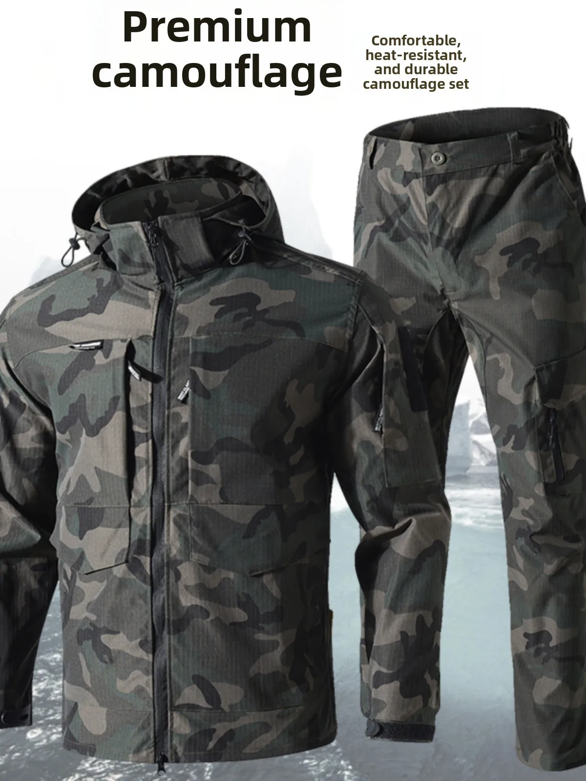 

New Camouflage Workwear Set Men's Elastic Wear-Resistant Spring Autumn Outdoor Labor Protection Clothing Breathable Durable f...