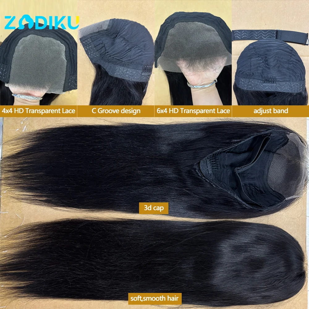 ZIDIKU 30 بوصة شعر مستعار بدون صمغ شعر بشري جاهز للارتداء 100% شعر بشري برازيلي مستقيم 6X4 4X4 Hd باروكات من الدانتيل على بيع التخليص