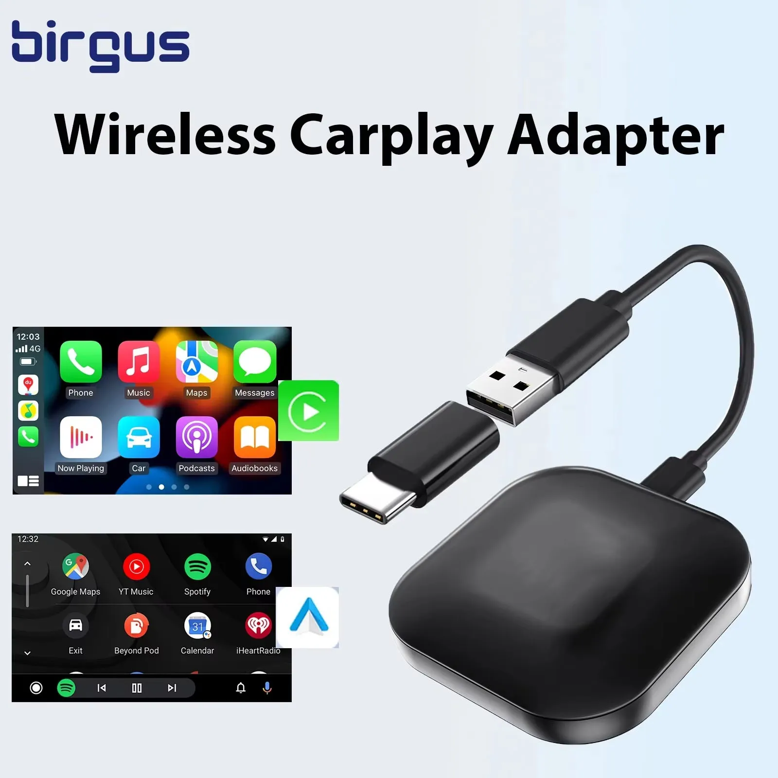 Birgus 2 in 1 Wireless Carplay Adapter C1S Carplay Doogle For IOS Car Multimedia Player Wired to Wireless AI Box for Toyota Mazd