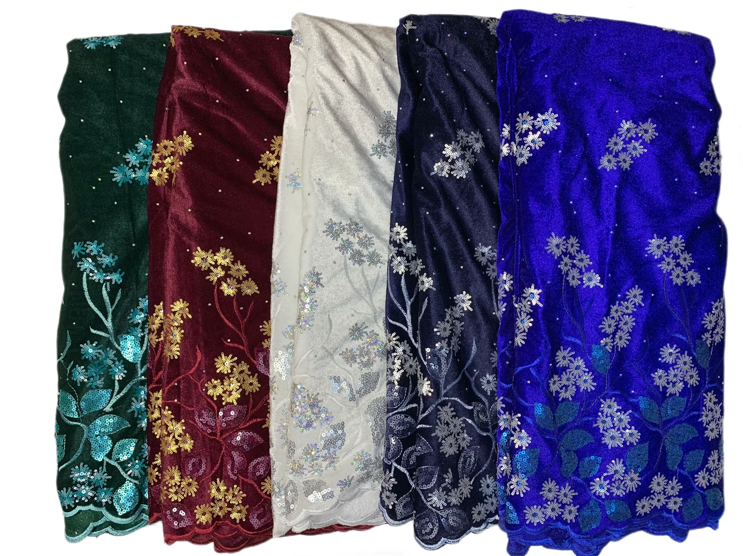 African Sequins Stones Velvet Tulle Fabric 2025 High Quality Embroidered French Nigerian Velvet Lace For Party Sewing Garment WF