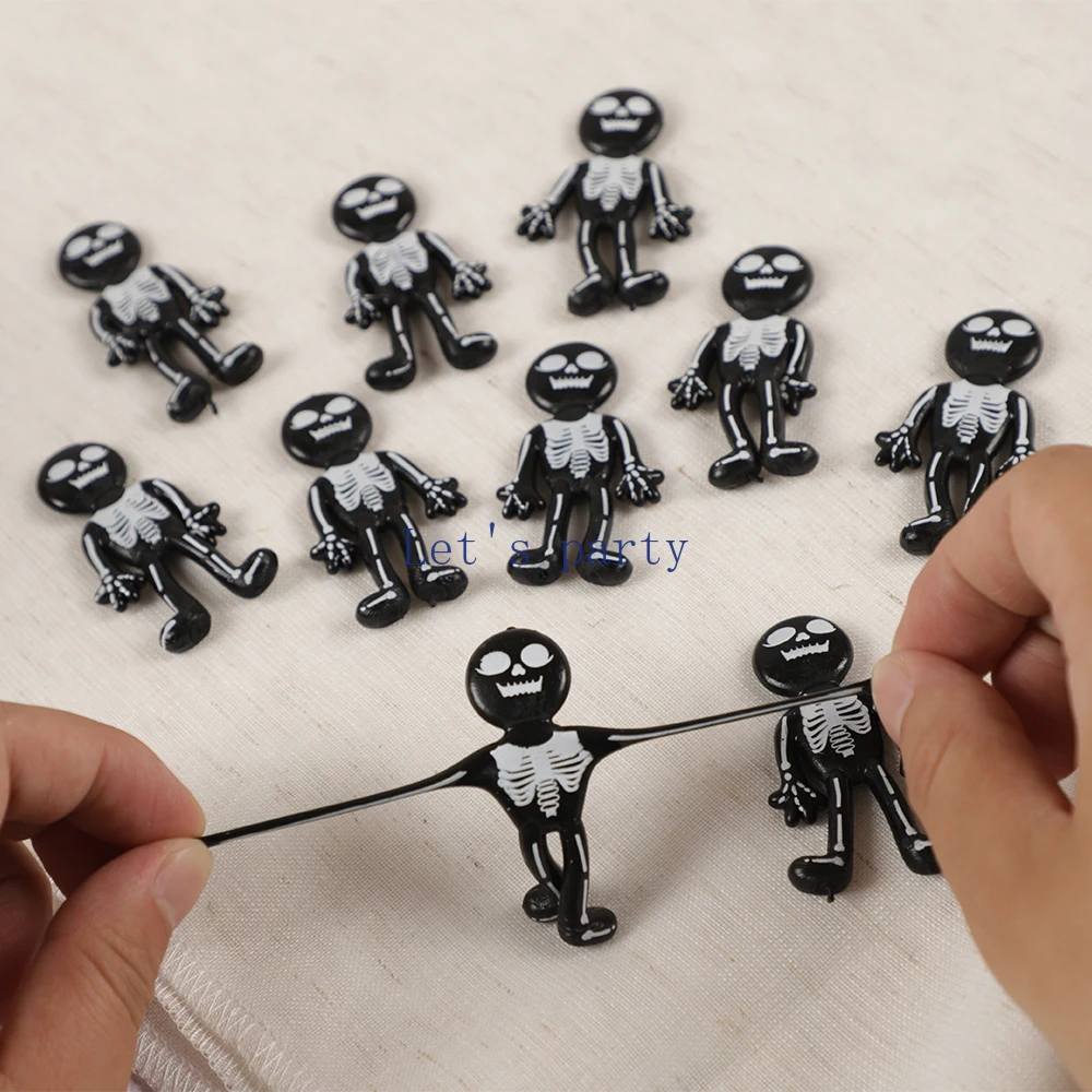 20Pcs Scary Halloween Stretchable Skull Skeleton Anti Stress Toys for Kids Birthday Party Favors Halloween Party Pinata Fillers