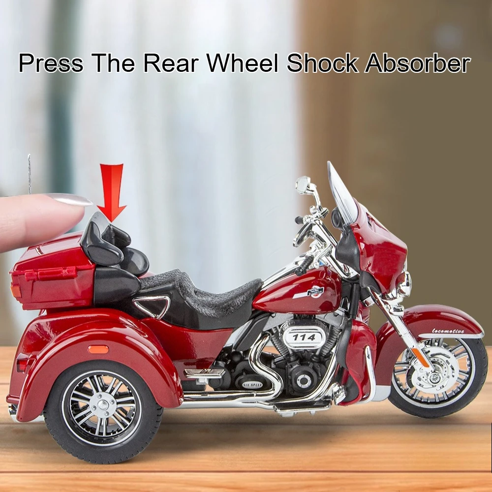 1:9 스케일 삼륜 합금 오토바이 장난감 모델카 사운드 라이트 풀백 쇼크 흡수 모델 데스크탑 장식품 선물