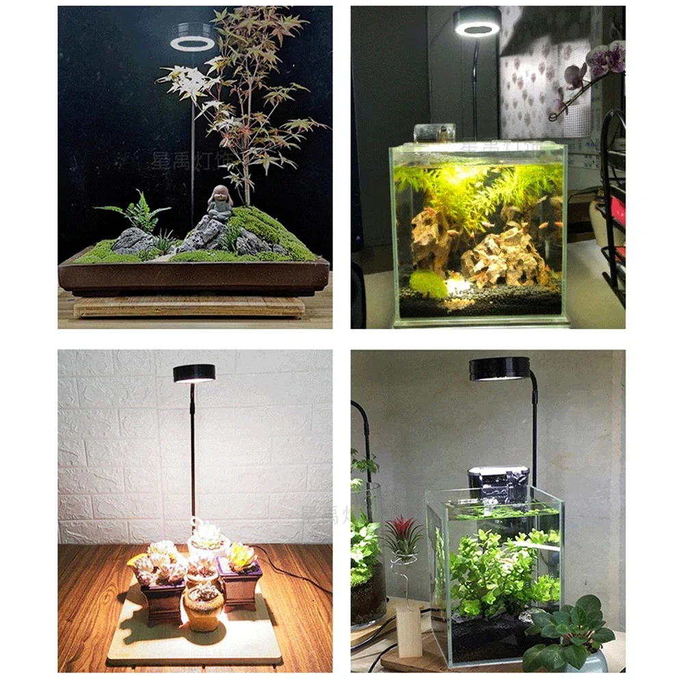 10W Dimmable 5W LED Aquarium Light with Timmer and USB Plug, 3000K Warm White 6000K Cold White Plant Grow Lamp with Base image 5