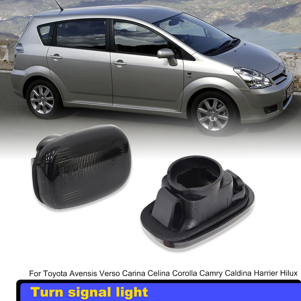

For Toyota Avensis Verso Carina Celina Corolla Camry Caldina Harrier Hilux LED Turn Signal Side Marker Light Dynamic Flasher Bl