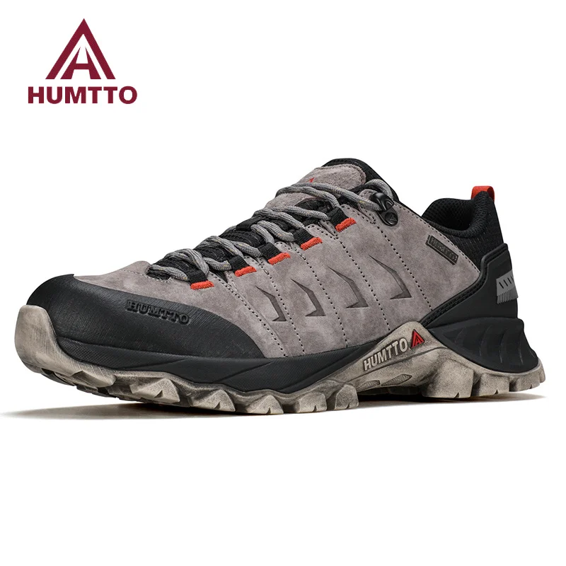 

HUMTTO Genuine Leather Men's Sports Shoes Non-slip Hiking Shoes for Men Winter Outdoor Safety Sneakers Breathable Trekking Boots