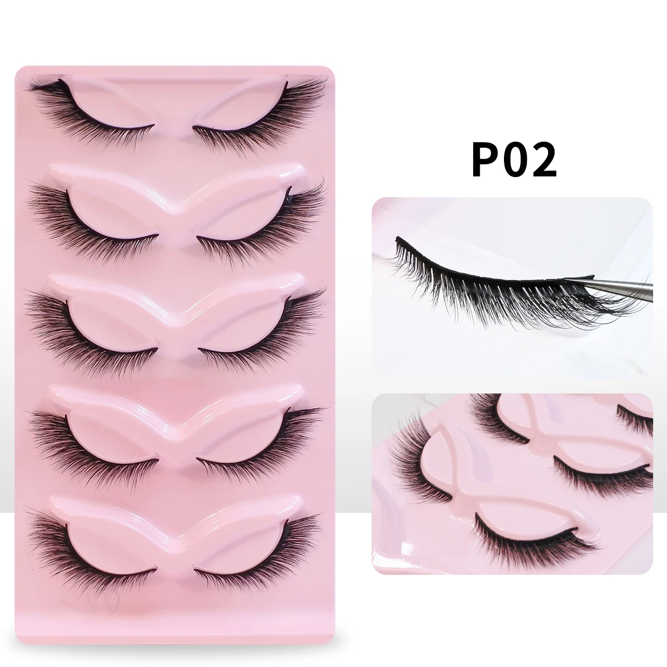 Makeup 5 Pairs Pack Wispy Fox Eyelashes Faux Mink Winged Cat Eye Lashes NaturaL False Eyelashes Vendor