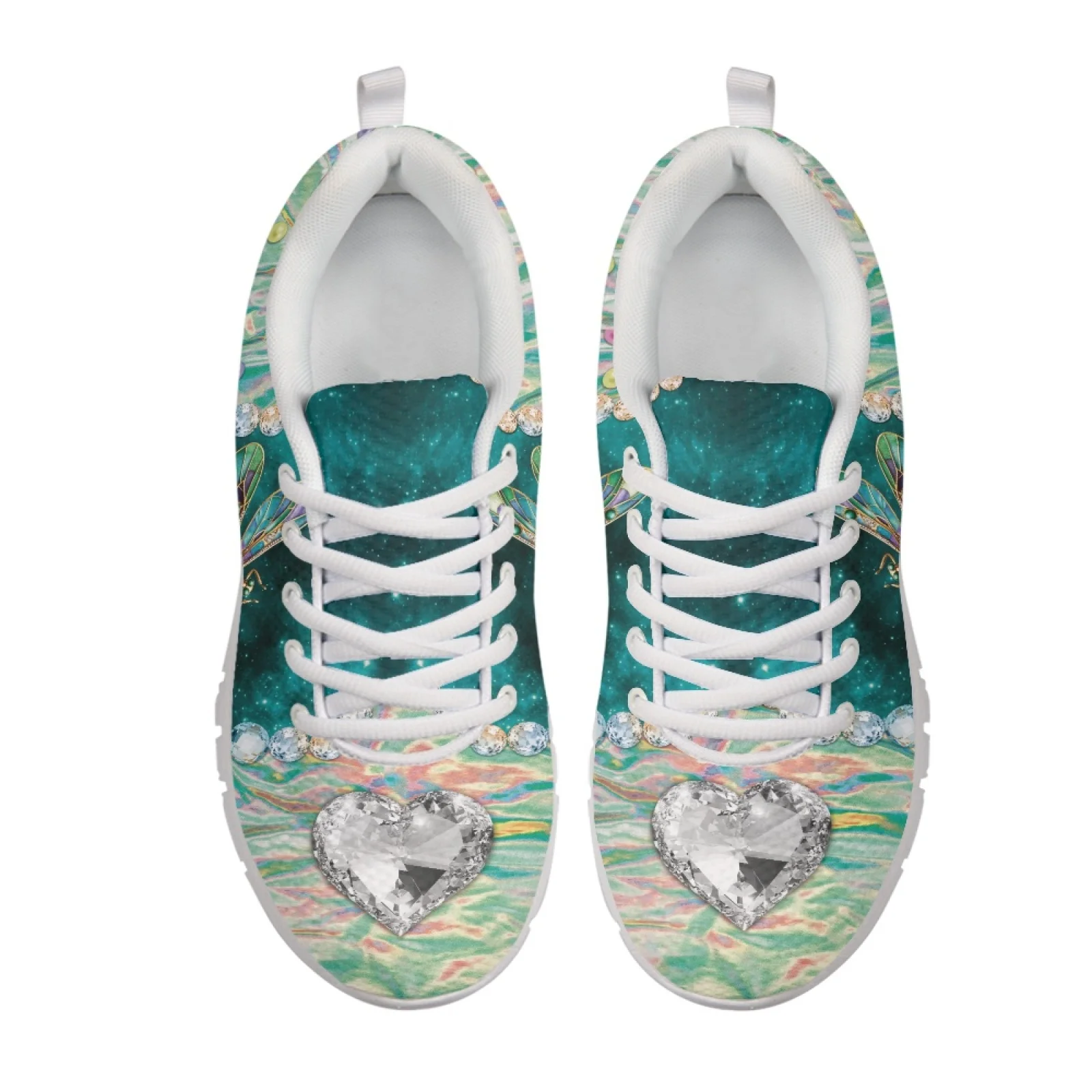 Coloranimal Breathable Lace Up Sports Trainers for Men Women Running Walking Shoes for Outdoor Dragonfly Pattern