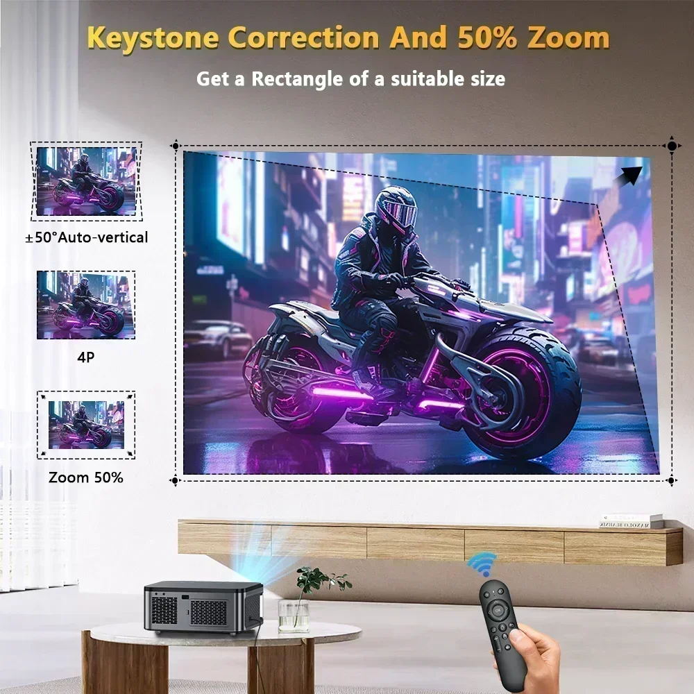 XIWBSY 25000 lumenów projektor Android 4K WiFi6 Bluetooth 5.1 automatyczne ustawianie ostrości/projektor kamieni kluczowych wideo kino domowe