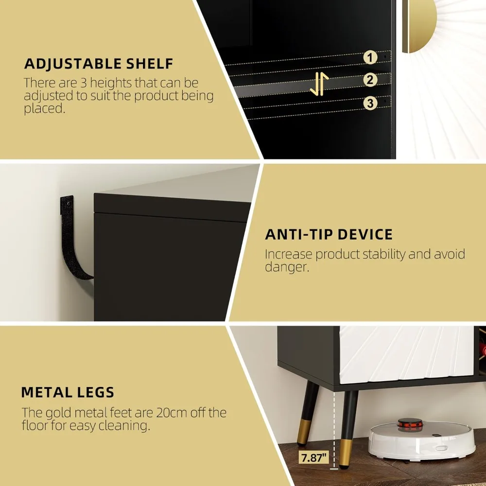 خزانة بار النبيذ المضيئة مع مخرج طاقة، وخزانة بار القهوة مع مساحة تخزين النبيذ وحامل زجاجي، Stora الخمور المعاصر